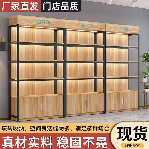 货架展示柜钢木置物架可调节陈列架落地简易超市多层收纳储物柜子