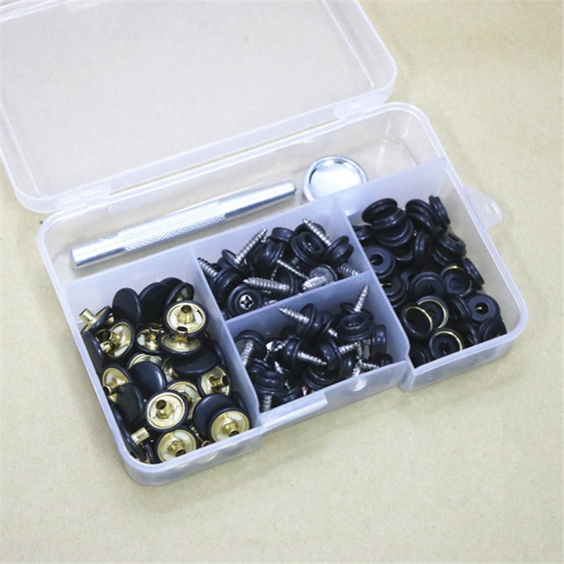 铜扣+不锈钢螺丝四合扣大白扣10mm 15mm混盒装各20套/盒+工具