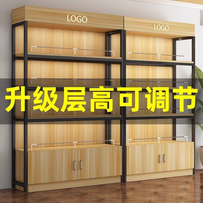 货架展示柜钢木置物架可调节陈列架落地简易超市多层收纳储物柜子