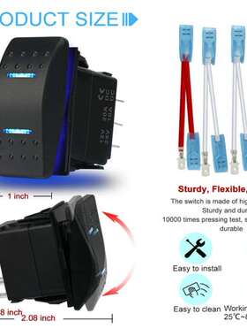 船舶汽卡车防水摇杆开关12V20A24V10A7Pin蓝红绿色LED灯带线套装