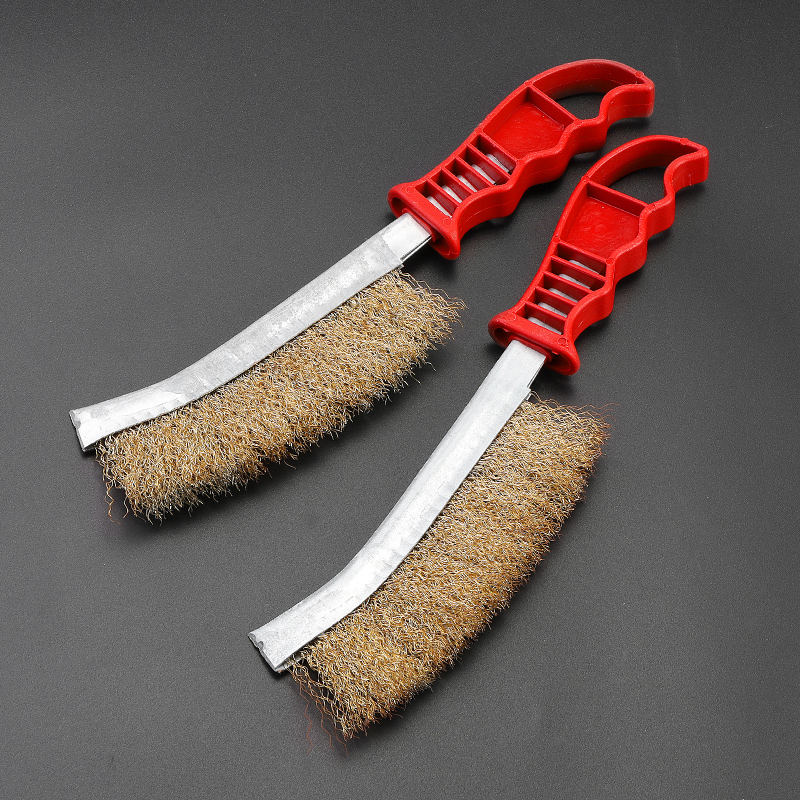 钢丝刷带柄不锈钢刀刷小铜丝刷抛光刷子除锈清洁刷长柄铁丝刷钢刷