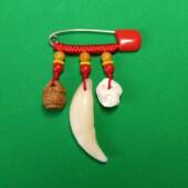 新生婴儿宝宝孕妇黑狗牙安全别针桃篮儿童真品猪惊骨狗牙胸针挂件