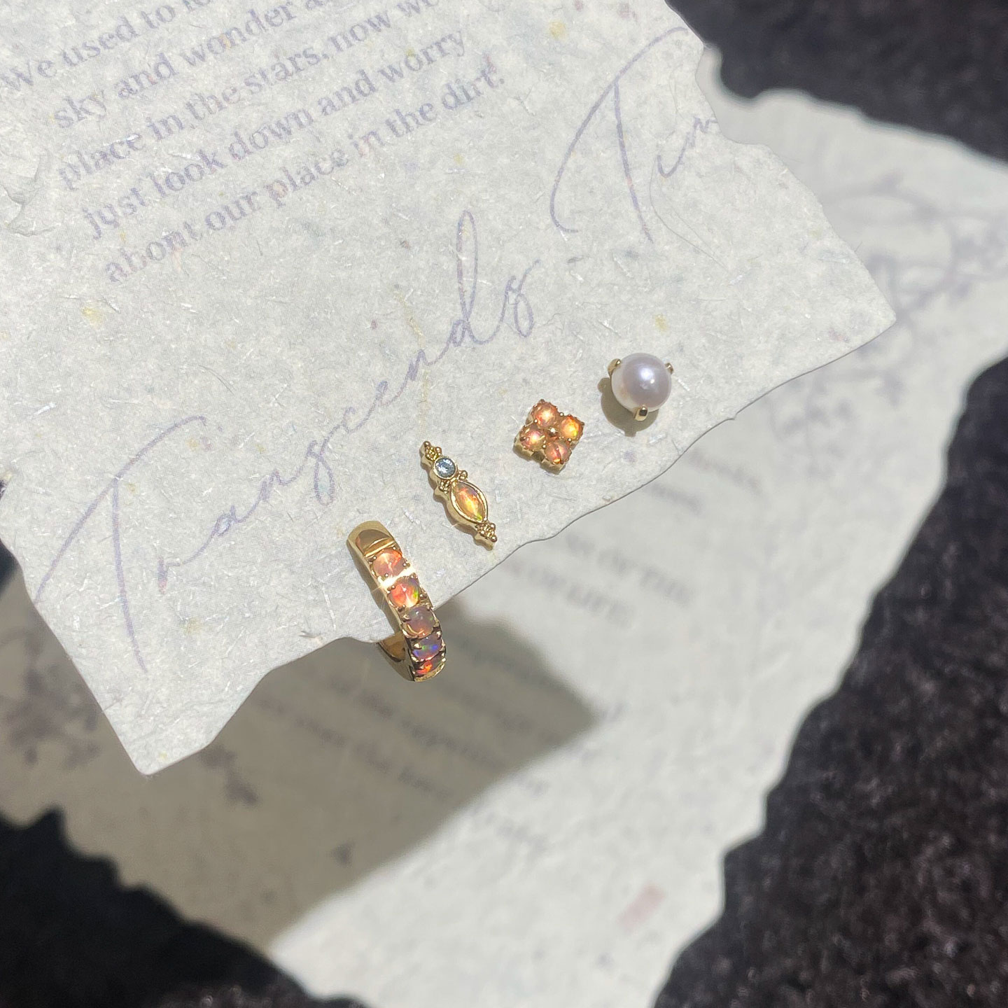 爆闪橘子海欧泊石mini耳圈