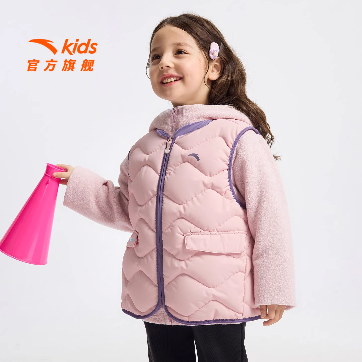 安踏儿童男小童两件套上衣2025秋冬款舒适保暖儿童羽绒服马甲外套