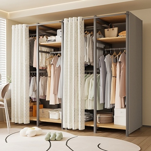 衣柜定制一体组合卧室家用开 l型衣帽间挂衣架大容量转角衣柜 放式