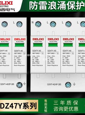 德力西浪涌保护器2P40KA家用220V避雷器4P385V二级电涌保护器阵果