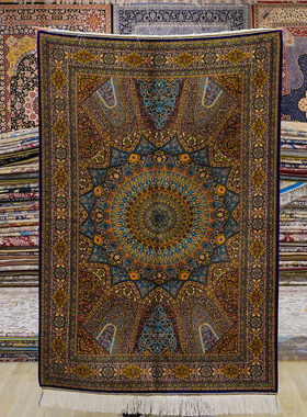 天匠100x150cm进口手工真丝波斯地毯