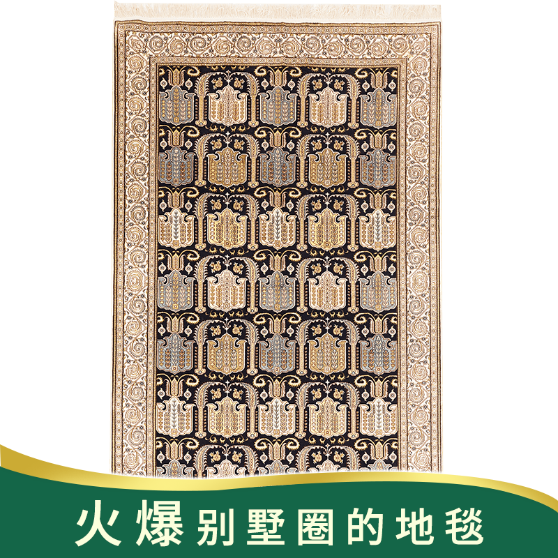 天匠150x240cm手工真丝波斯地毯高级别墅客厅卧房床边地毯印度