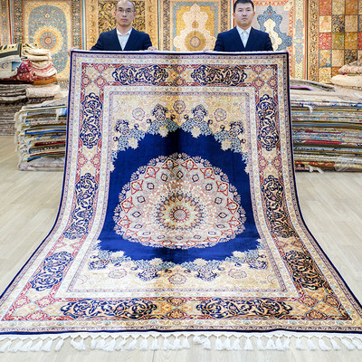 天匠170x250cm手工真丝波斯地毯新中式立体加厚卧室地毯北欧ins风