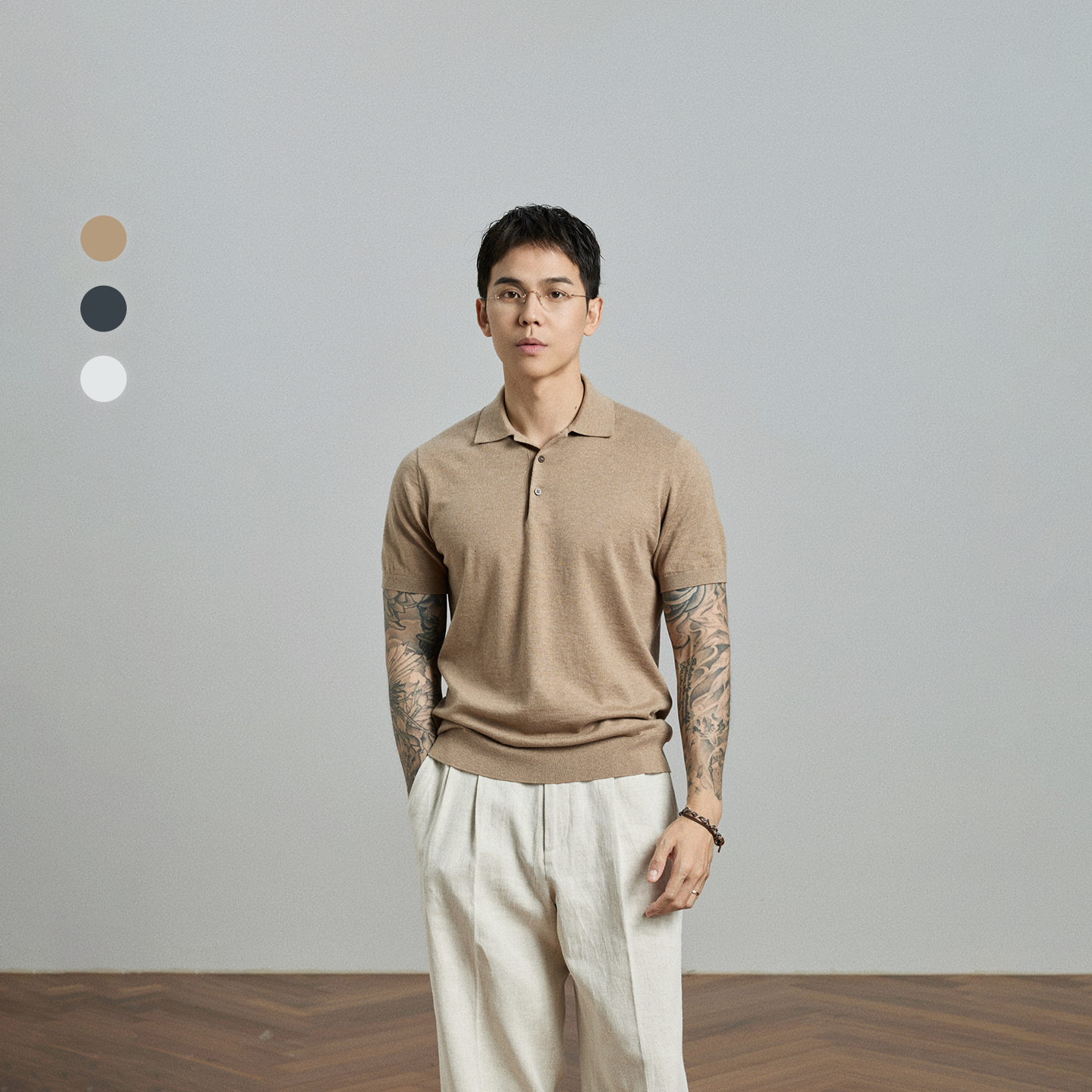 3色羊绒polo衫｜TrigCo康赛妮混纺针织短袖上衣男亲肤透气老钱风