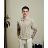 4色丝麻棉polo衫 上衣男轻奢高级宽松透气新 桑蚕丝亚麻精梳棉短袖