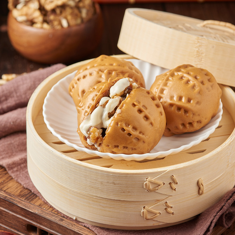 【北记】流心核桃包 港式包点早茶包加班速食面食包子早餐*2袋