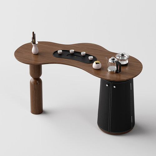 中古风胡桃色实木茶桌