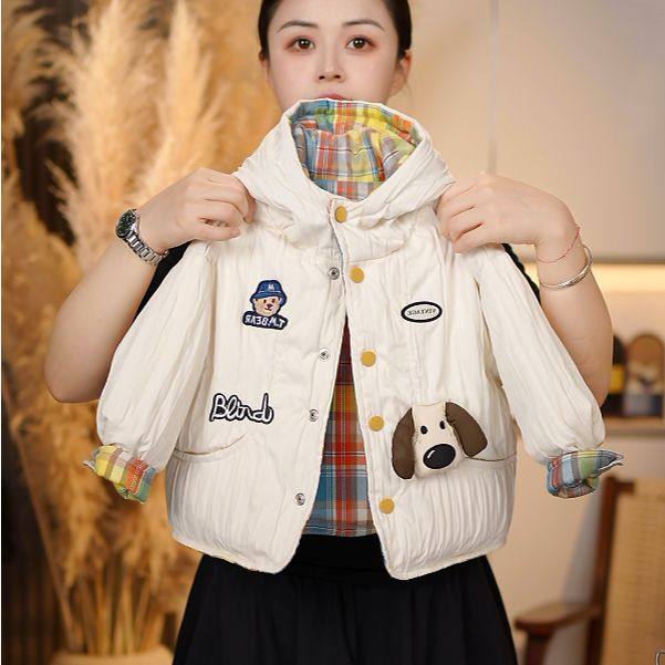 双面穿2025冬季新款男女童韩版时尚可爱格子加厚两面穿棉服外套