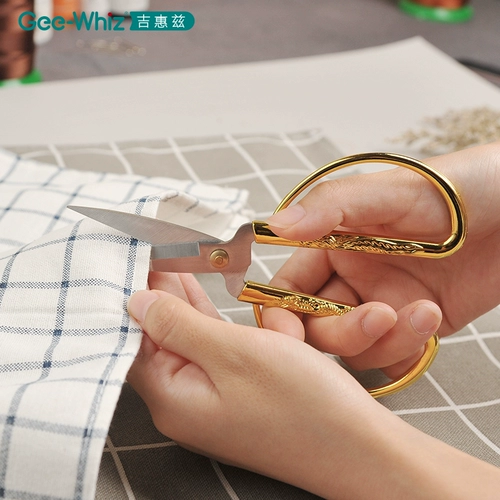 Ножницы, металлический браслет ручной работы, маленькие золотые поделки из бумаги, дракон и феникс