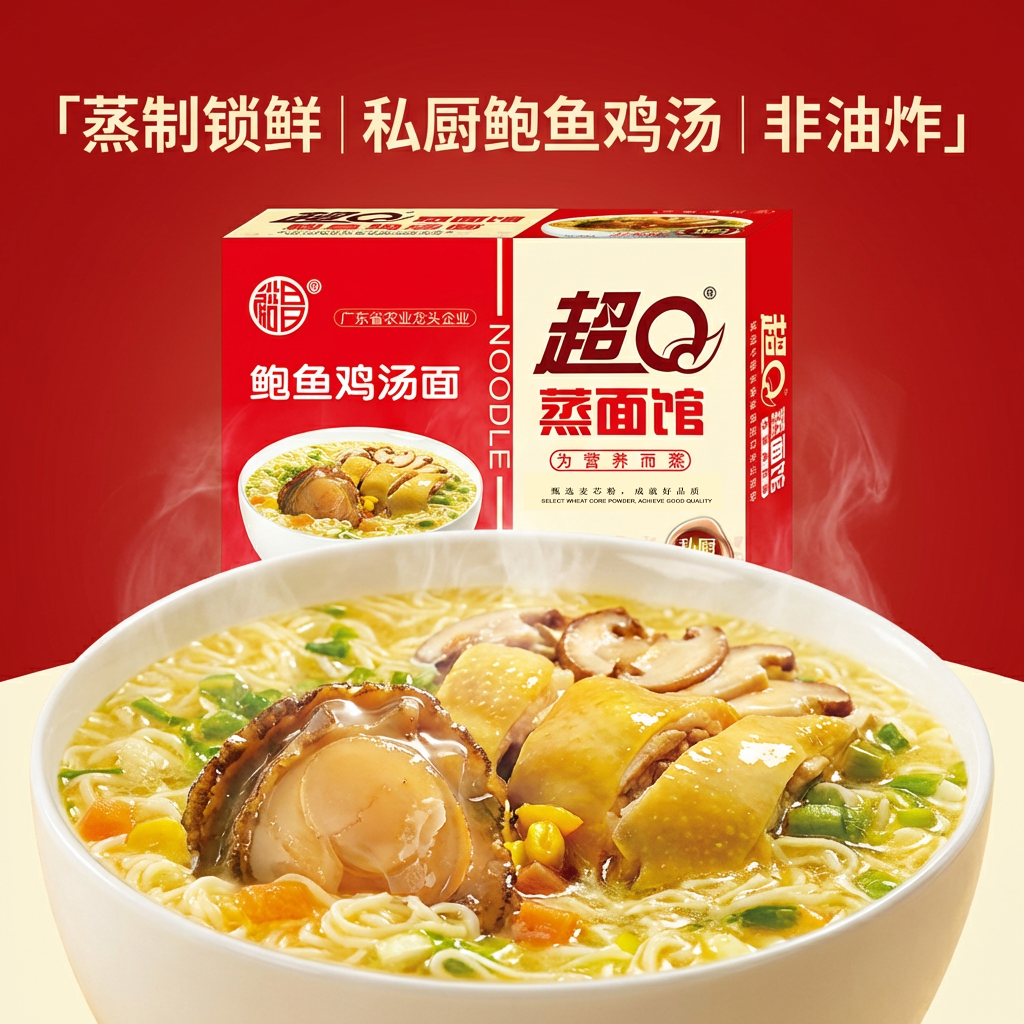 超Q鲍鱼鸡汤面家庭装非油炸速食面条宿舍夜宵营养健康方便面整箱