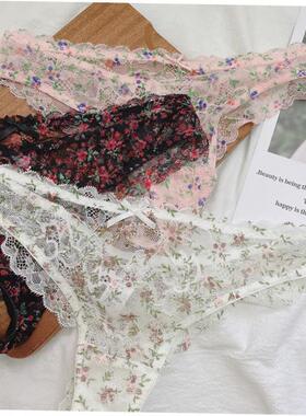 Ladies underwear sexy briefs Ice silk pants Thong Lace丁字裤