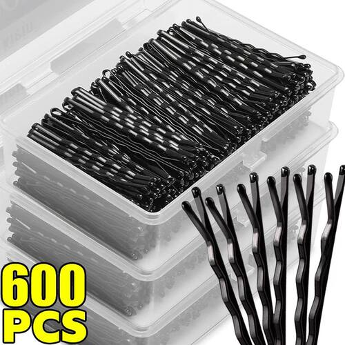 60/600pcs Black Straight Line Hair Clip U-shaped Needle Lady