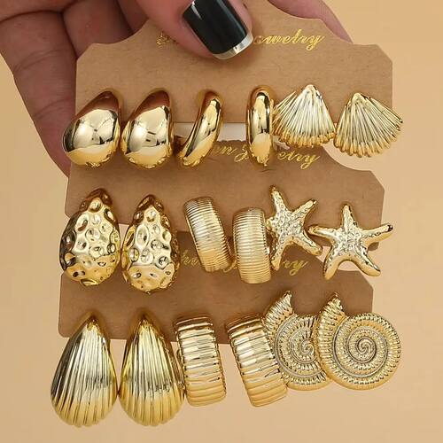 3Pairs-9Pairs/Set Fashionable &Golden Starfish, Seashell, Sm
