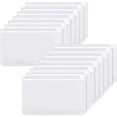 Binder Pockets A6 6-Hole Zipper Binder Pockets Waterproof PV