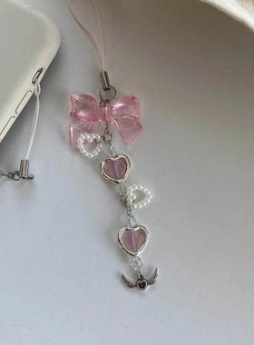 Resin Strawberry Keychain Acrylic Bowknot Phone Charm Handma