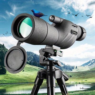 Transparent monocular telescope, variable frequency monocula