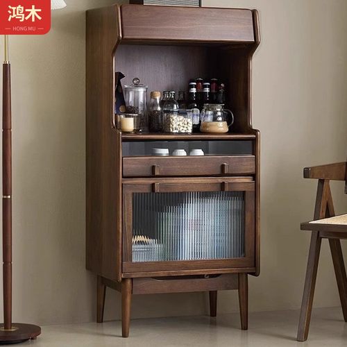 日式实木餐边柜小户型家用客厅备餐茶水柜北欧餐厅餐具收纳橱柜