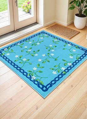 小清新家用进门入户地垫麻将桌垫子隔音可机洗防滑正方形涤纶黄色