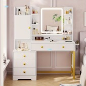 Vanity and Desk White with Mirror Lights Charging化妆台