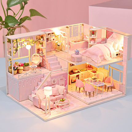迷你创意diy小屋模型手工制作拼装阁楼别墅房子玩具男女生日礼物