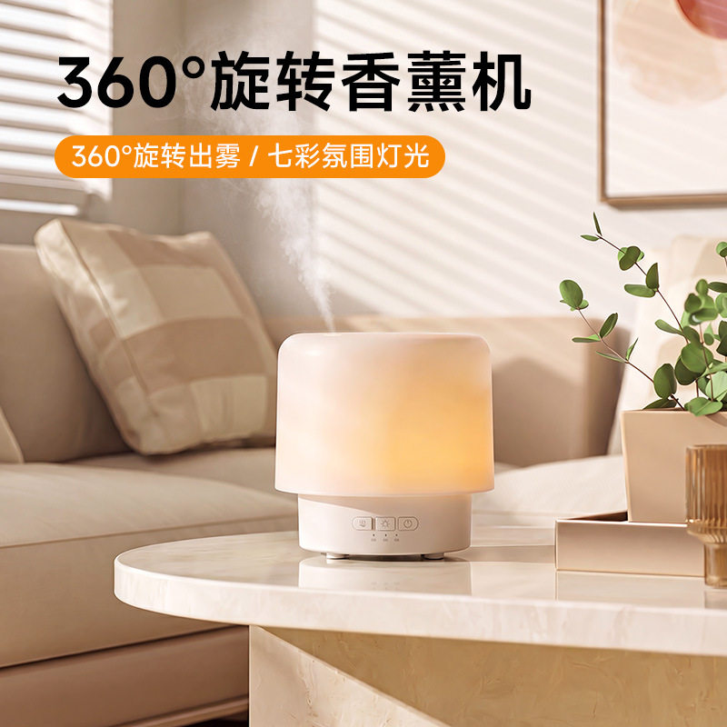 家用桌面小型香薰机加湿器 360°旋转七彩夜灯卧室氛围喷雾器图片