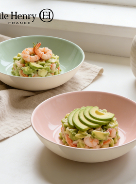 法国Emile Henry陶瓷粉色碗家用菜碗吃面大碗加厚汤碗甜品沙拉碗