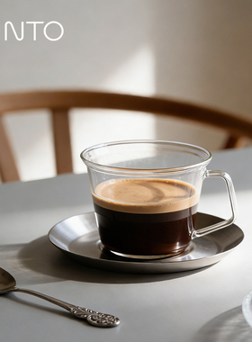 日本kinto Cast设计师款玻璃高硼硅玻璃杯咖啡杯碟日式茶杯牛奶杯