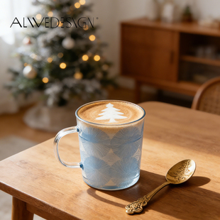 Alive蓝色冰川杯子马克杯水杯玻璃杯耐冷热耐高温水杯早餐玻璃杯