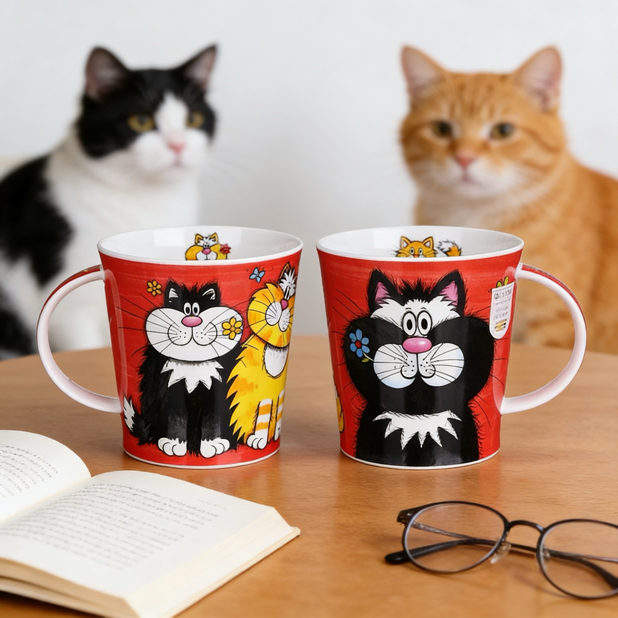 英国DUNOON丹侬骨瓷咖啡马克杯子大容量可爱办公室水杯生日礼物