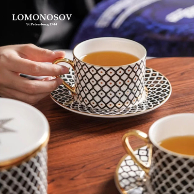 俄皇瓷器Lomonosov骨瓷咖啡杯碟套装高档欧式茶杯生日礼物STAR