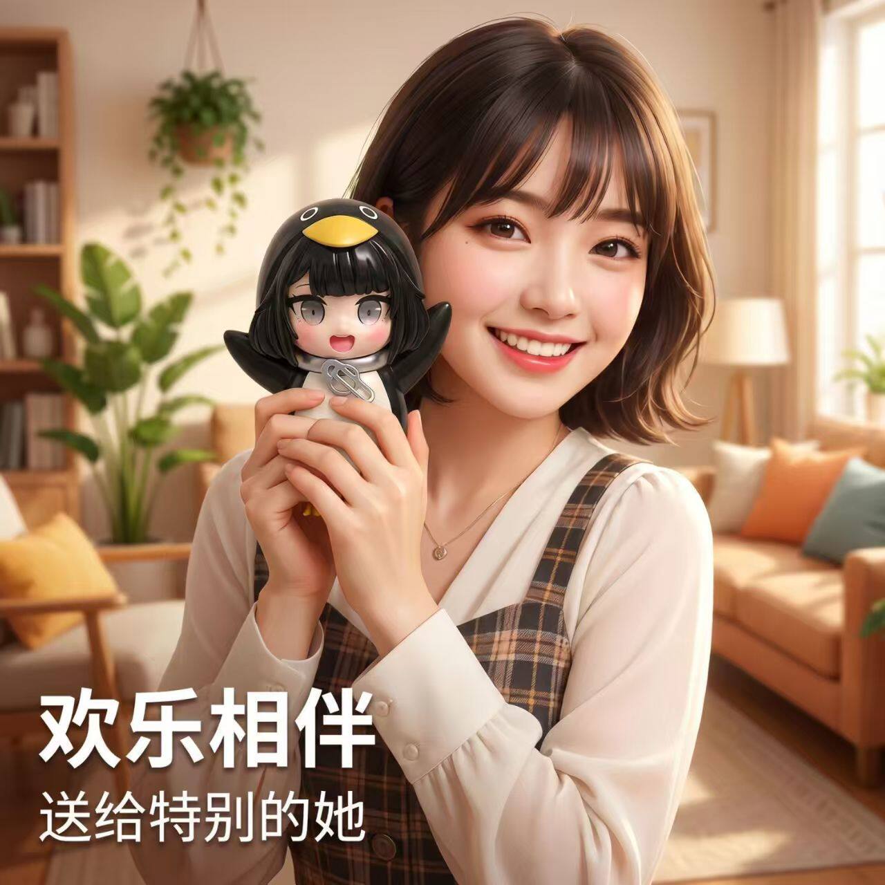 会说话咕咕嘎嘎小企鹅管理员带录音Q版手办玩具公仔儿童礼物发声