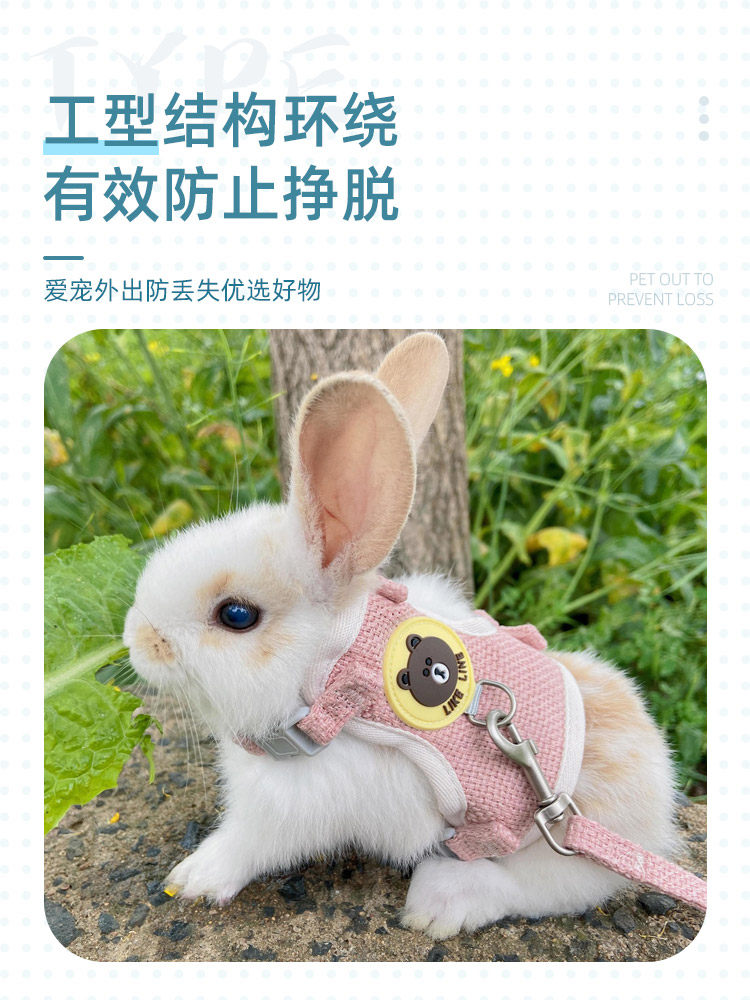 兔子牵引绳溜兔防挣脱牵遛绳子链子宠物小白侏儒兔专用外出绳用品