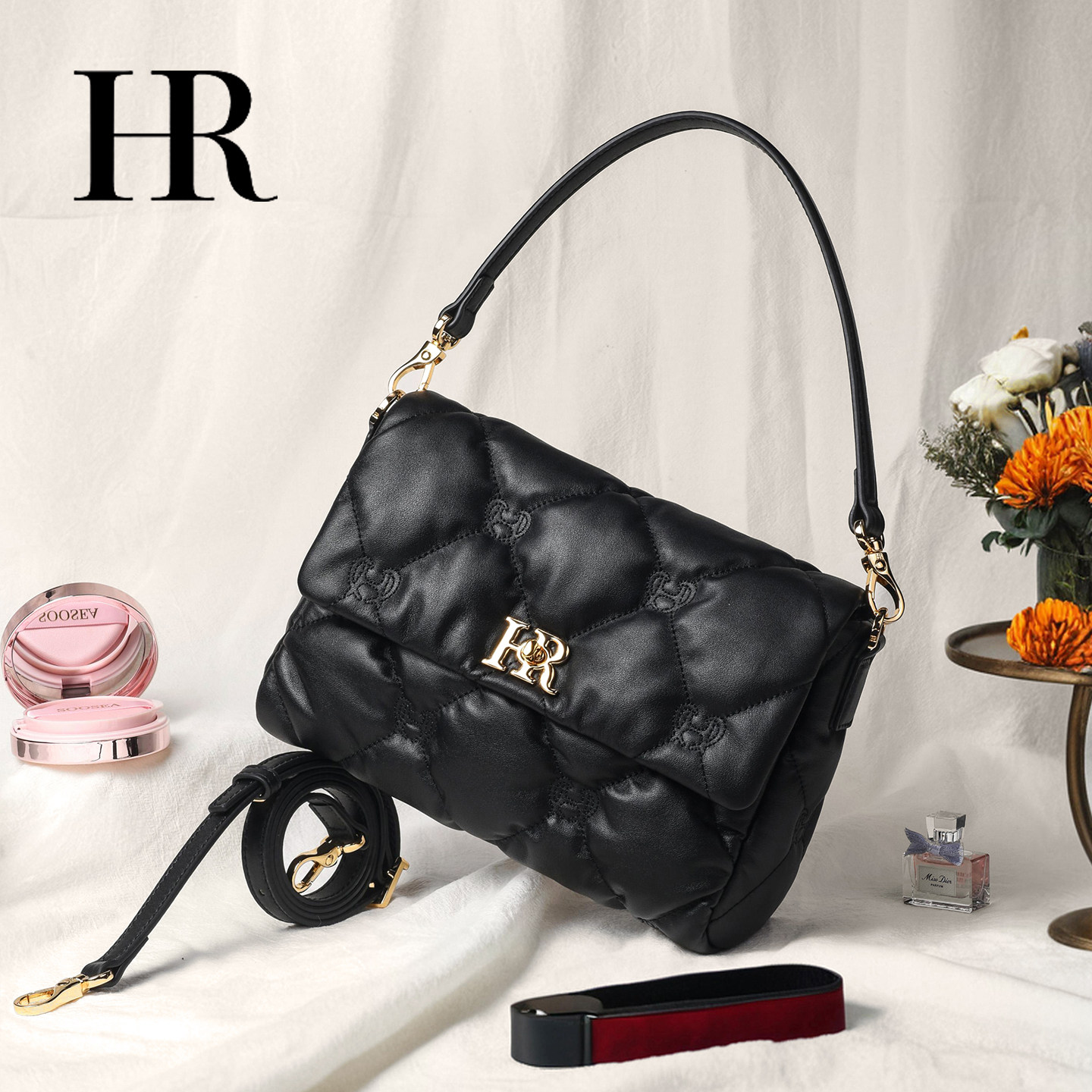 HR2026款hr赫莲娜女包牛皮高级感小香风菱格链条包斜挎单肩腋下包,箱包皮具/热销女包/男包,通用款女包,淘宝优惠券,粉丝福利购,淘宝优惠卷