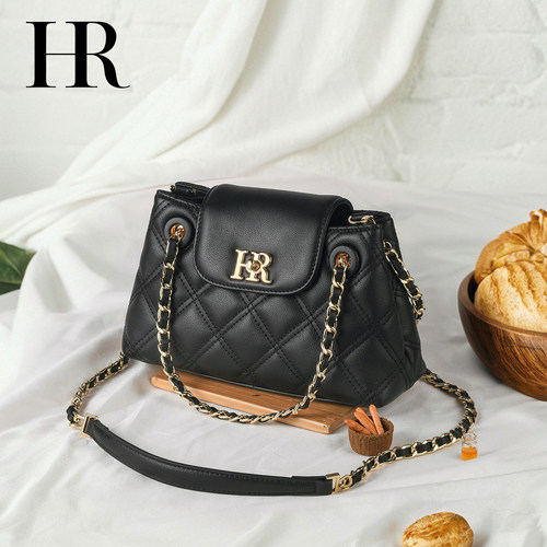hr赫莲娜包包女2025新款凯莉链条包单肩包真皮小方斜挎包手提包女