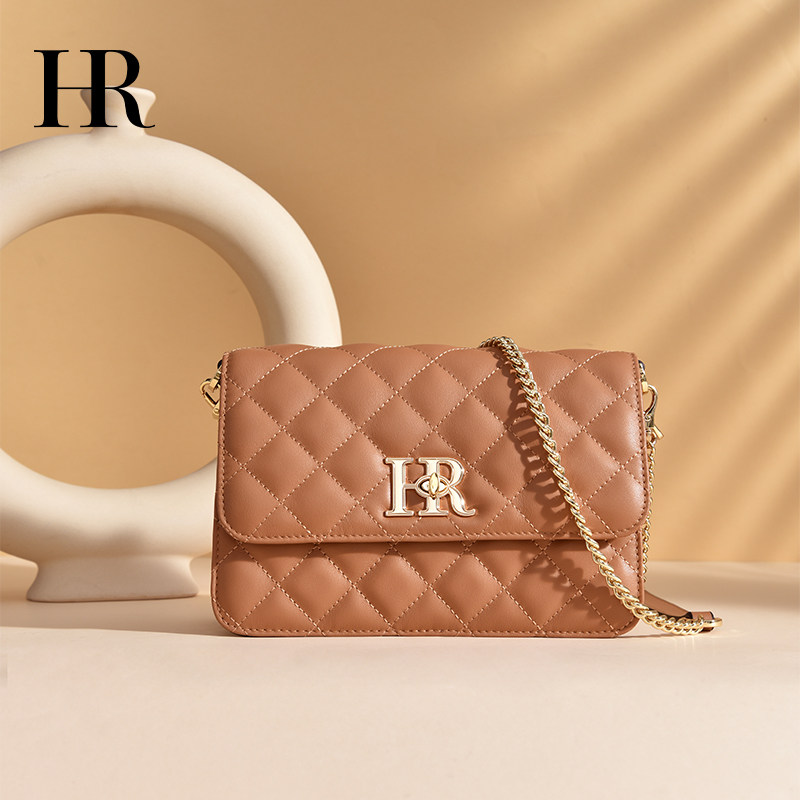 HR赫莲娜包包女2025新款单肩斜挎包高级感菱格链条女士包轻奢小包
