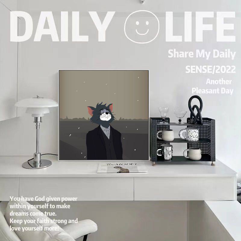 汤姆猫装饰画西装汤姆猫挂画猫和老鼠潮流版画卧室ins波普风挂画