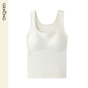 歌瑞森免穿内衣大U领背心女带胸垫遮副乳内搭大U领外穿打底吊带