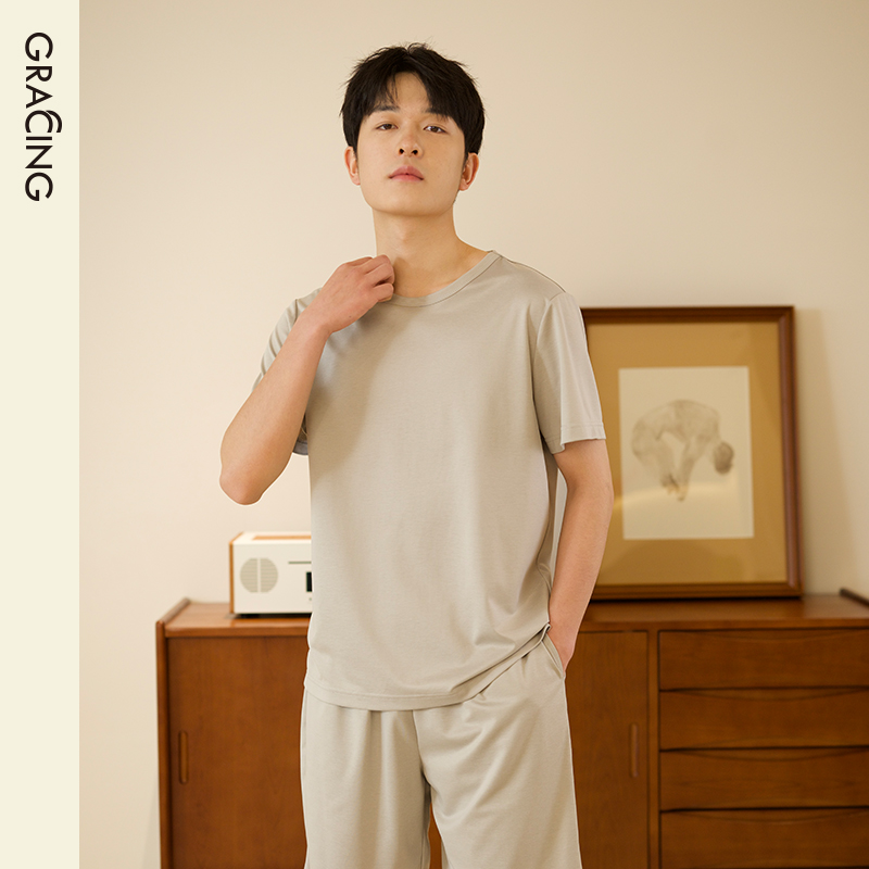 歌瑞森棉莫蚕丝套装男士家居服