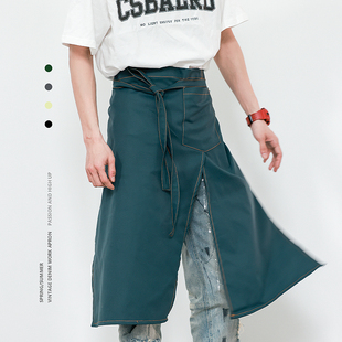 餐饮专用厨师围裙男餐厅厨房工作服防水防油半身帆布围腰定制logo