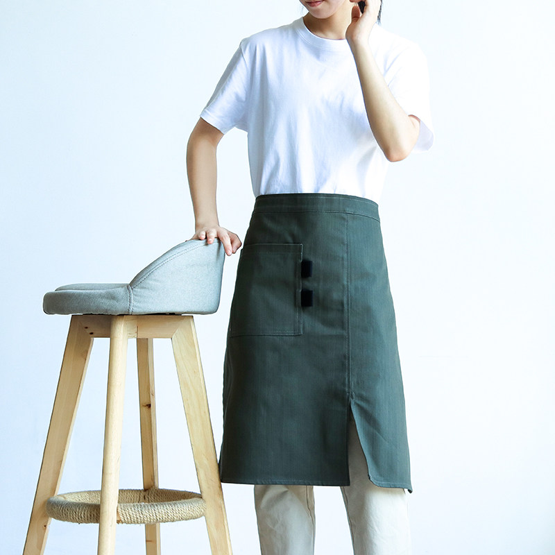 服务员围裙半身短款韩版西餐厅奶茶快餐店半截围腰男女工作服围裙