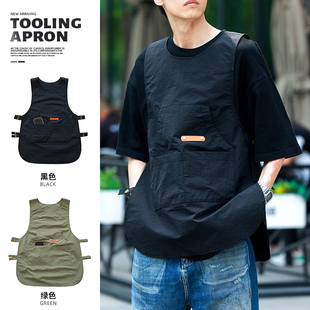 高级感围裙餐饮专用奶茶店工装 咖啡师马甲工作服定制logo罩衣印字