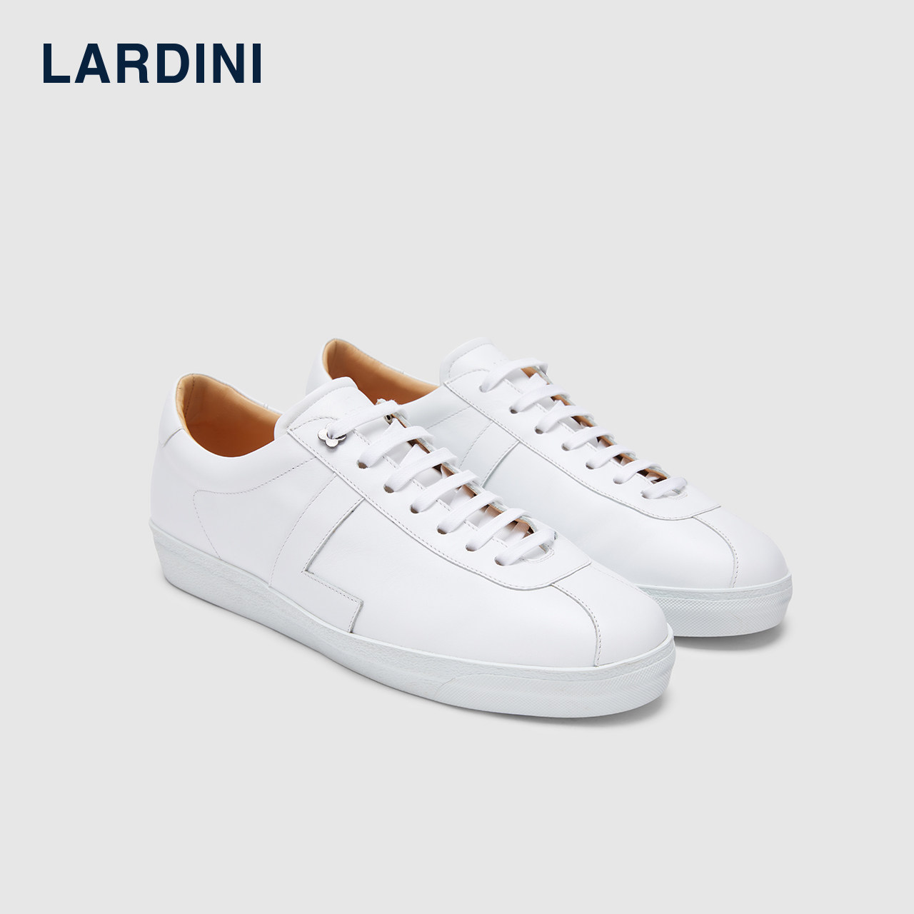 lardini意大利进口牛皮运动鞋男士休闲鞋时尚百搭白色皮鞋