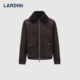 LARDINI意大利进口羊毛革皮毛一体翻领秋冬保暖休闲皮衣外套