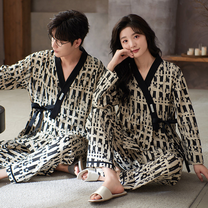 芬腾可安情侣睡衣女秋冬款纯棉长袖套装男女日式风绑带新款家居服,女士内衣/男士内衣/家居服,睡衣/家居服套装,淘宝优惠券,粉丝福利购,淘宝优惠卷